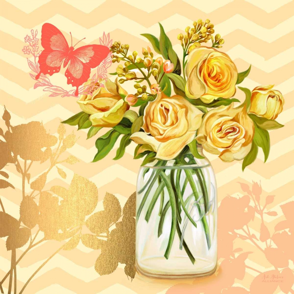 Yellow Mason Jar Bouquet art print by Art Atelier Alliance for $57.95 CAD