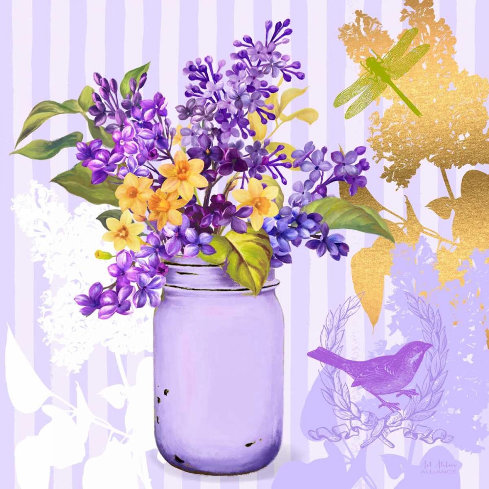 Lilac Mason Jar Bouquet art print by Art Atelier Alliance for $57.95 CAD