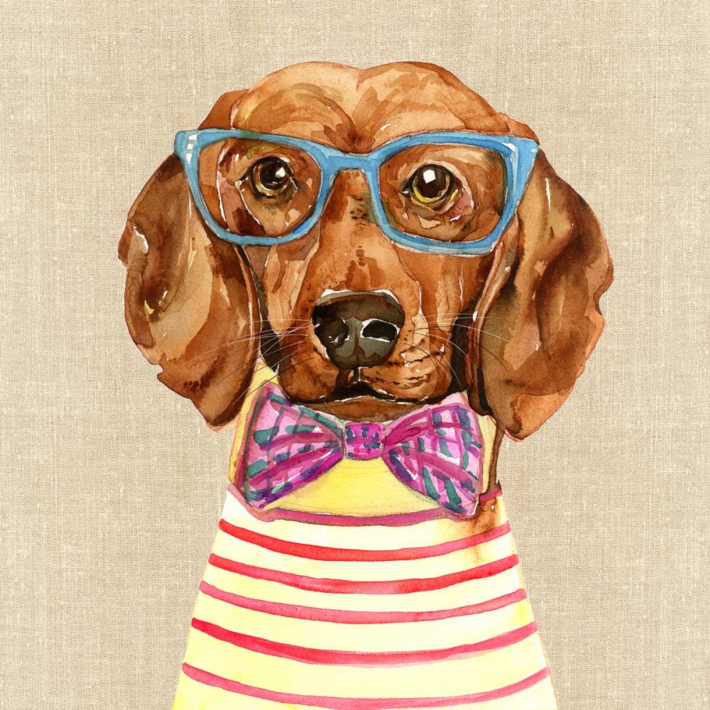 Dachshund With Fashion Glasses art print by Jin Jing for $57.95 CAD