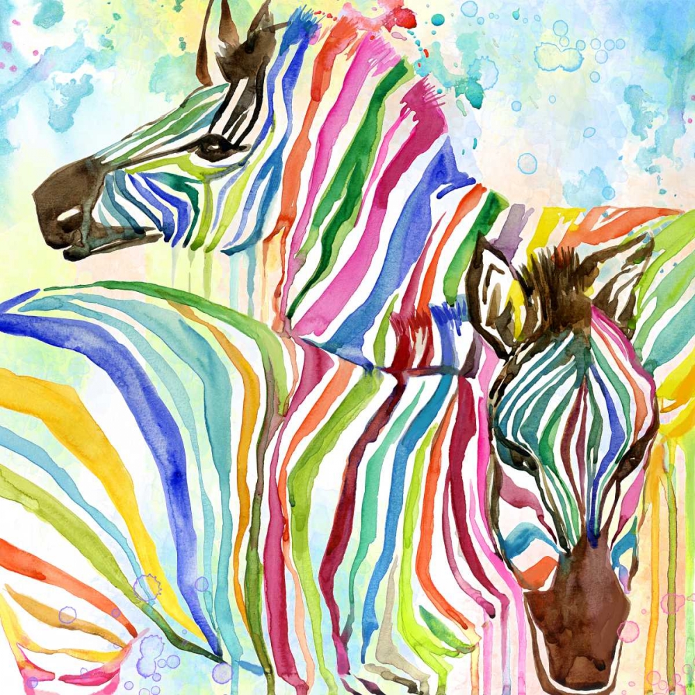 Multicolor Zebras art print by Jin Jing for $57.95 CAD