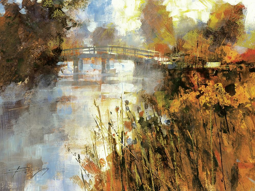 Bridge at Autumn Morning art print by Chris Forsey for $57.95 CAD