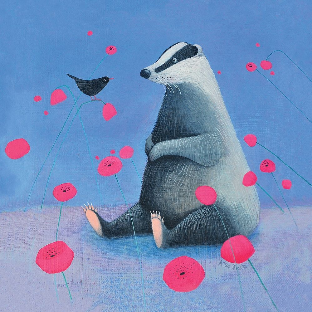 Badger on Blue art print by Ailsa Black for $57.95 CAD