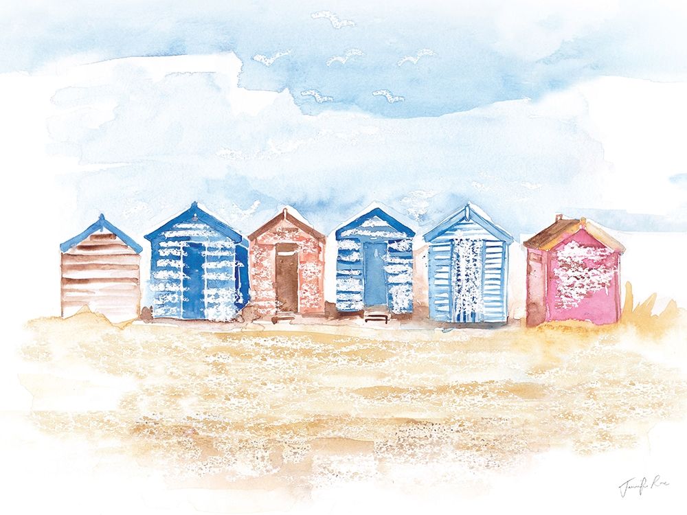 Beach Huts art print by Jennifer Rose for $57.95 CAD