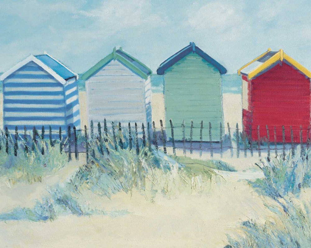 Suffolk Beach Huts art print by Jane Hewlett for $57.95 CAD