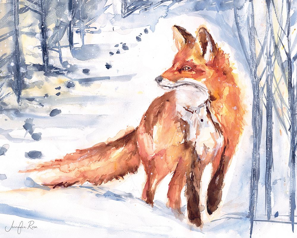 Fox Winter Walk art print by Jennifer Rose for $57.95 CAD