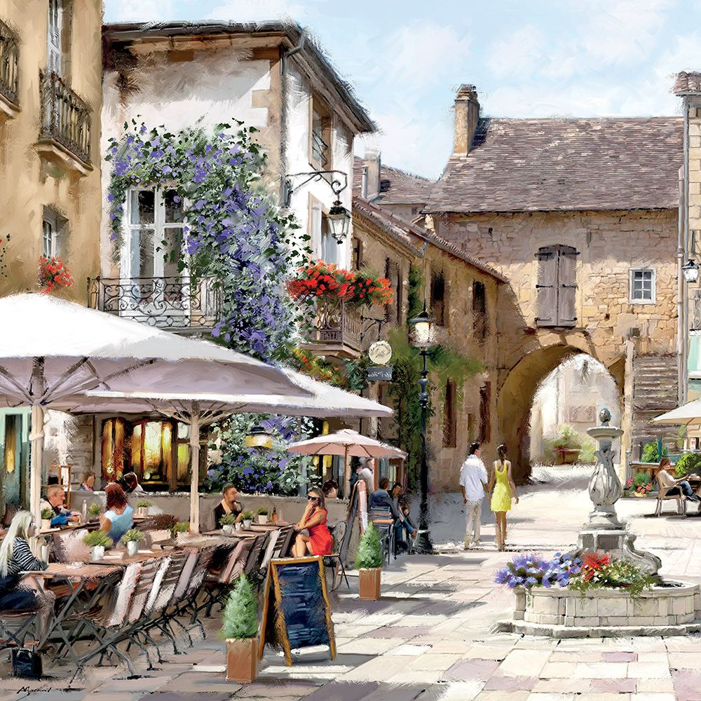 Courtyard Cafe art print by Richard Macneil for $57.95 CAD