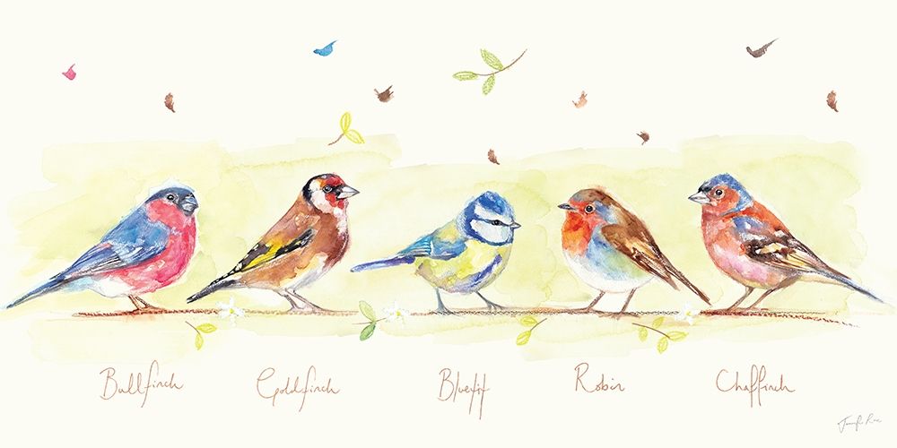 Line of Garden Birds art print by Jennifer Rose for $57.95 CAD