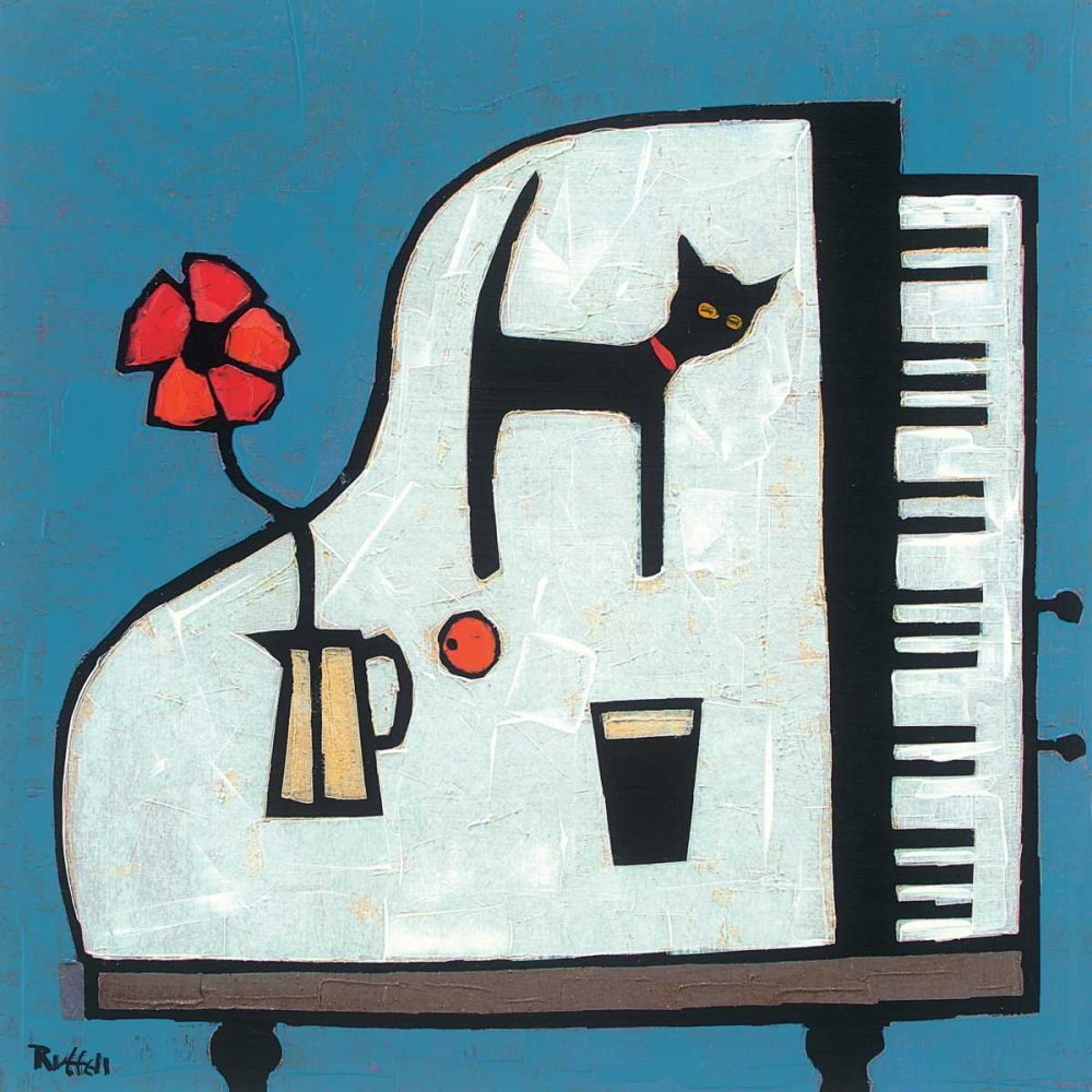 Cat on Piano art print by Colin Ruffell for $57.95 CAD