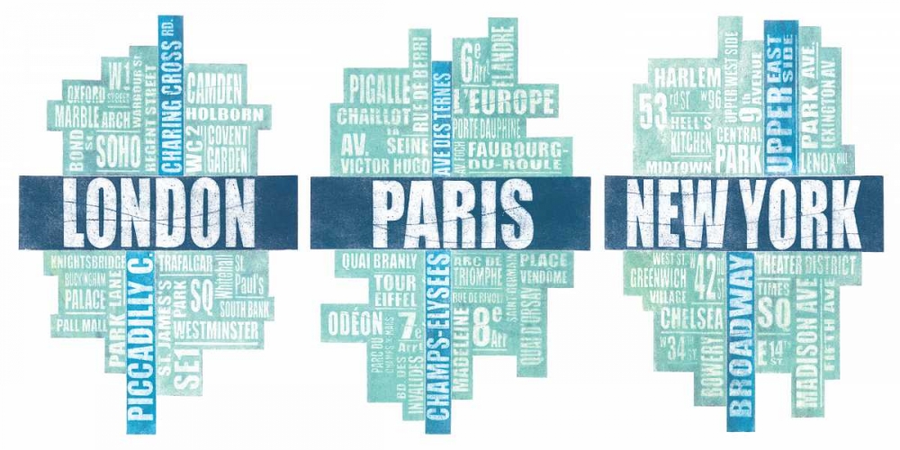 London Paris New York Type art print by Barry Goodman for $57.95 CAD