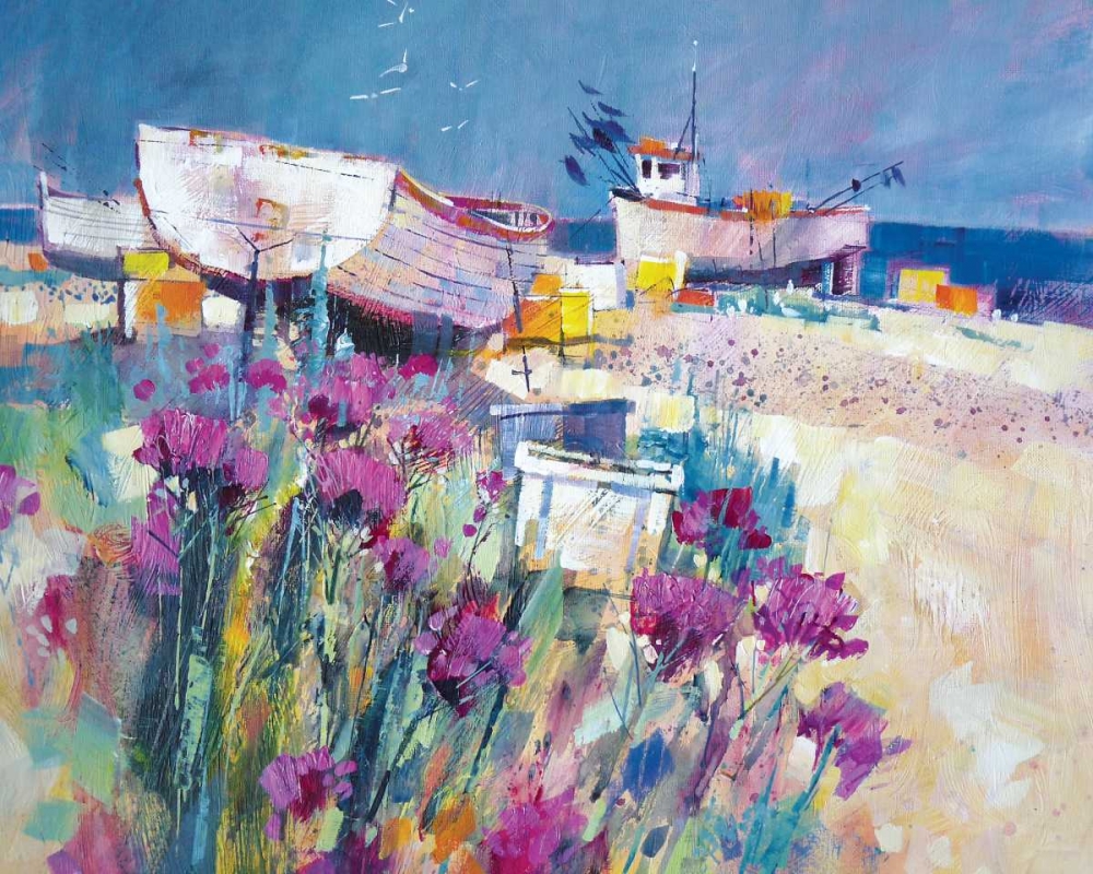 Boats and Beach Blooms art print by Chris Forsey for $57.95 CAD