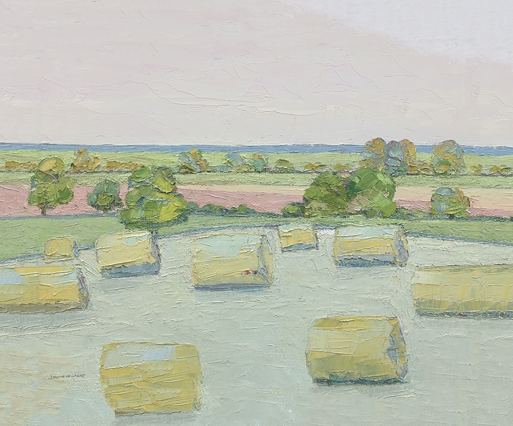 Evening Hay Bales art print by Jane Hewlett for $57.95 CAD