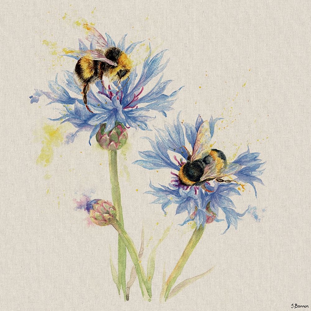 Bees on Cornflowers art print by Jane Bannon for $57.95 CAD