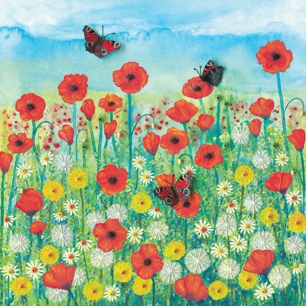 Peacocks and Poppies art print by Jo Grundy for $57.95 CAD