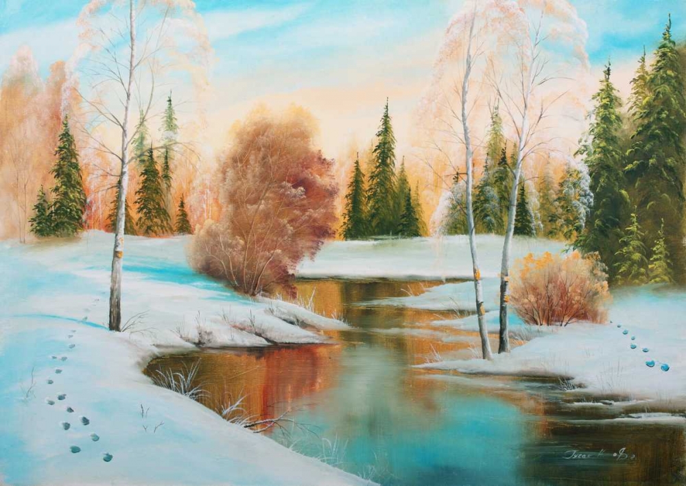 Oil forestlake I art print by Gusak Natalia for $57.95 CAD