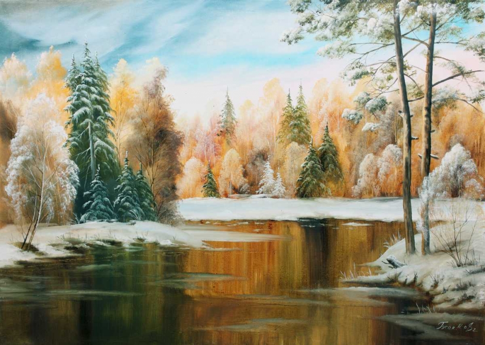 Oil forestlake III art print by Gusak Natalia for $57.95 CAD