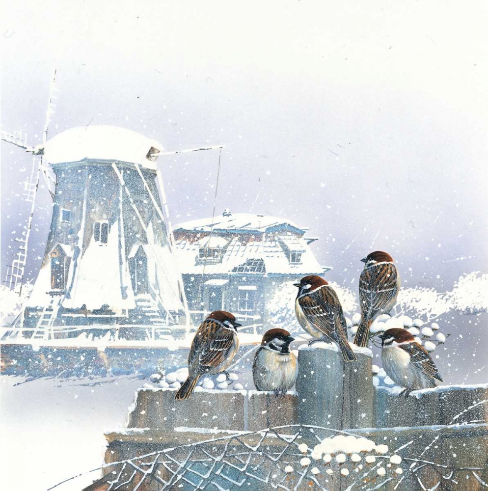 Birdies and windmill art print by Jan Weenink for $57.95 CAD