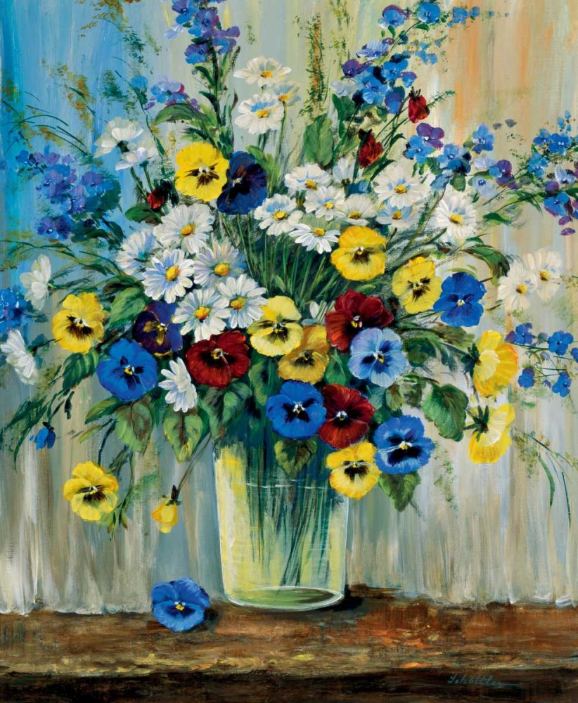 A vase with pansies art print by Katharina Schottler for $57.95 CAD
