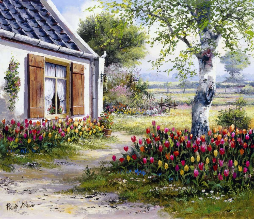 A colourful garden art print by Reint Withaar for $57.95 CAD