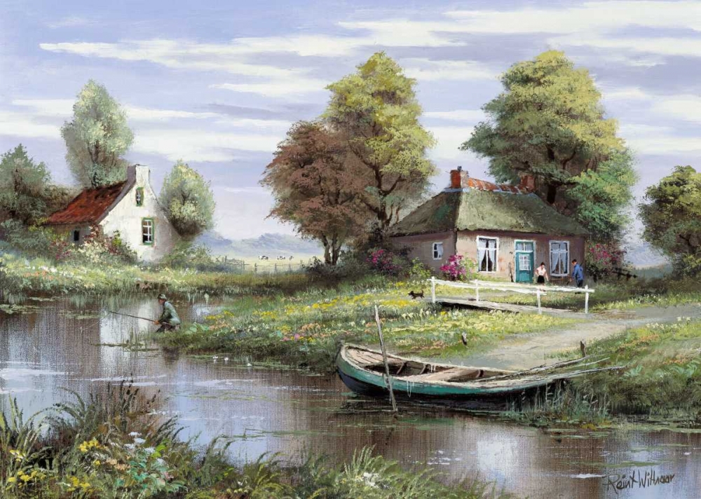 Fishing at the waterside art print by Reint Withaar for $57.95 CAD
