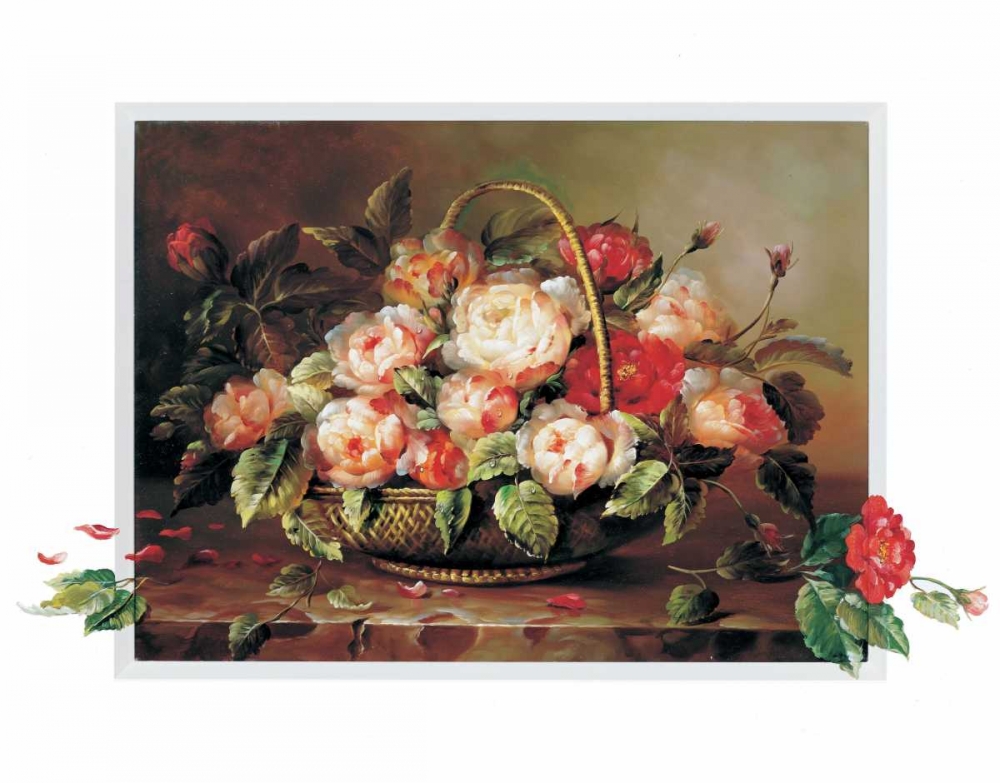 Basket with roses art print by Wouter Roelofs for $57.95 CAD