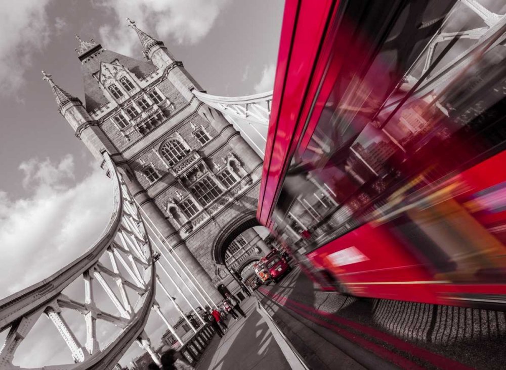 England, London, Double-Decker bus on tower bridge art print by Assaf Frank for $57.95 CAD