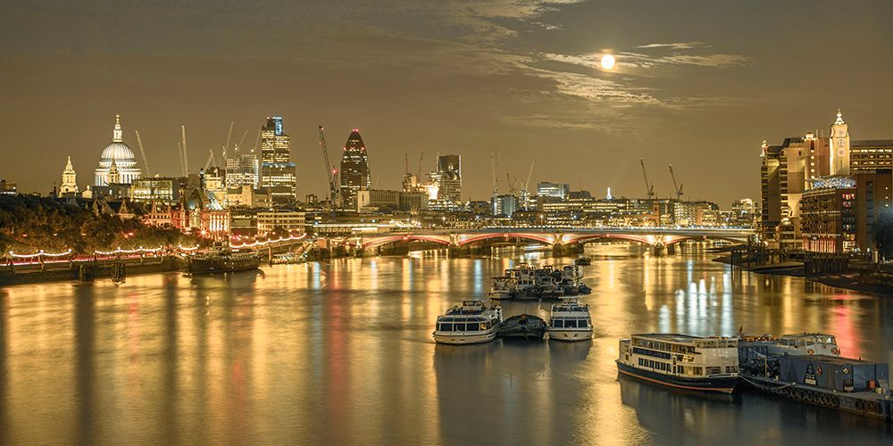London skyline, river thames and Blackfriars bridge at night art print by Assaf Frank for $57.95 CAD