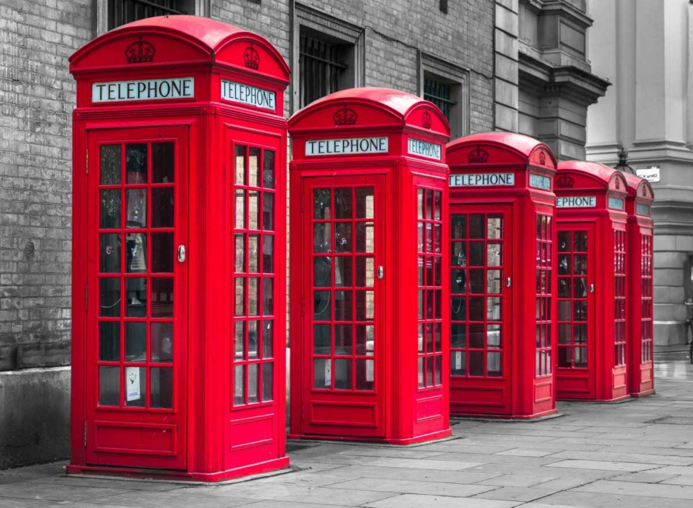 London, telephone boxes in a row art print by Assaf Frank for $57.95 CAD