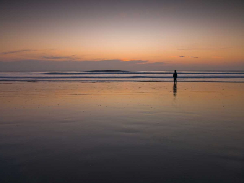 Little boy standing on the beach at dusk art print by Assaf Frank for $57.95 CAD
