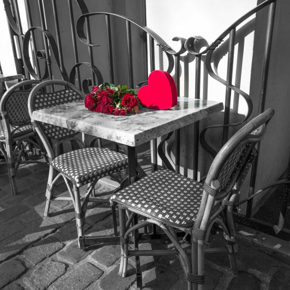 Bunch of roses on a table with heart shapped gift box art print by Assaf Frank for $57.95 CAD