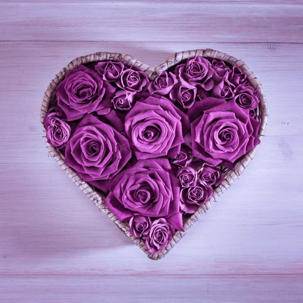 Roses in a heart shaped wicker basket art print by Assaf Frank for $57.95 CAD