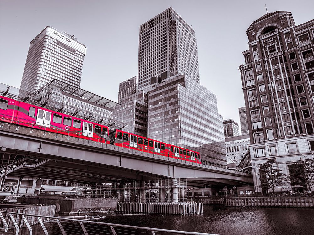 High rise buildings and a train, Canary Wharf, London art print by Assaf Frank for $57.95 CAD