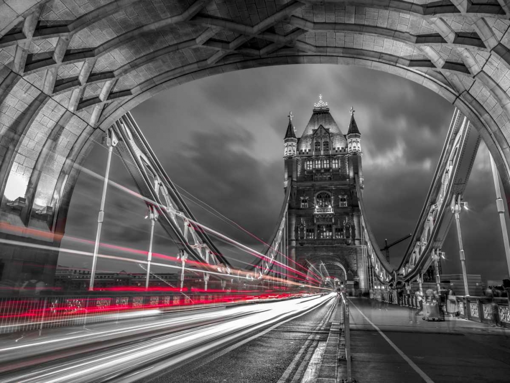 Tower bridge with strip lights, London, UK art print by Assaf Frank for $57.95 CAD