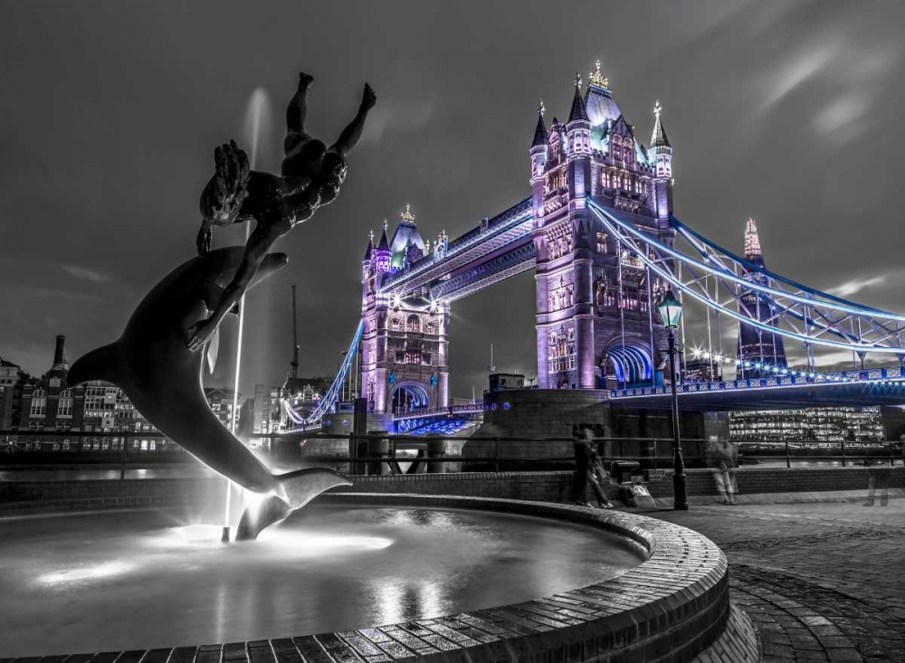 Fountian next to tower bridge, London, UK art print by Assaf Frank for $57.95 CAD