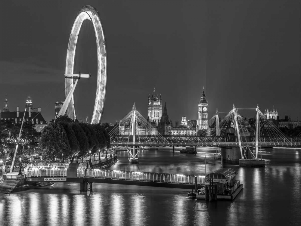 Night shot of river thames with London Eye, London, UK art print by Assaf Frank for $57.95 CAD