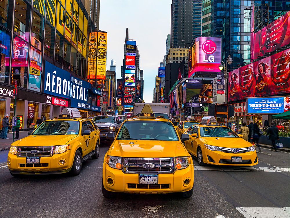 Taxis on broadway, New York art print by Assaf Frank for $57.95 CAD