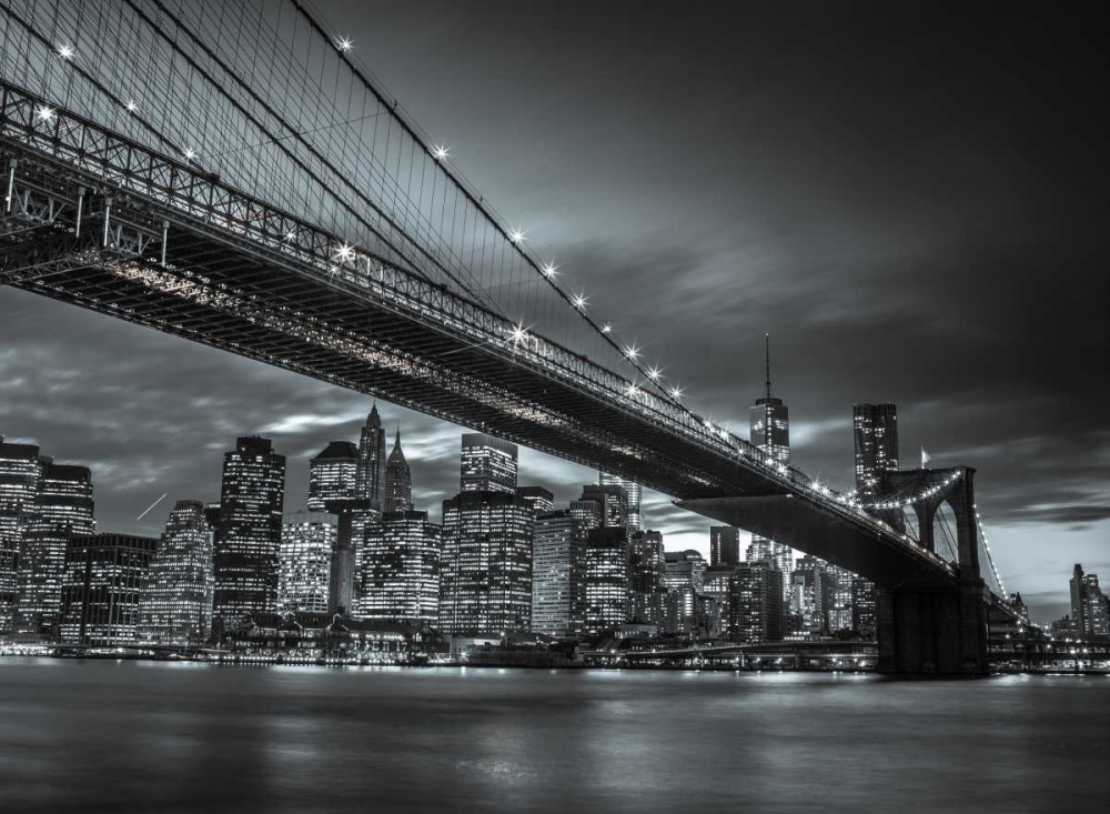 Brooklyn Bridge and lower Manhattan skyline at dusk, New York art print by Assaf Frank for $57.95 CAD