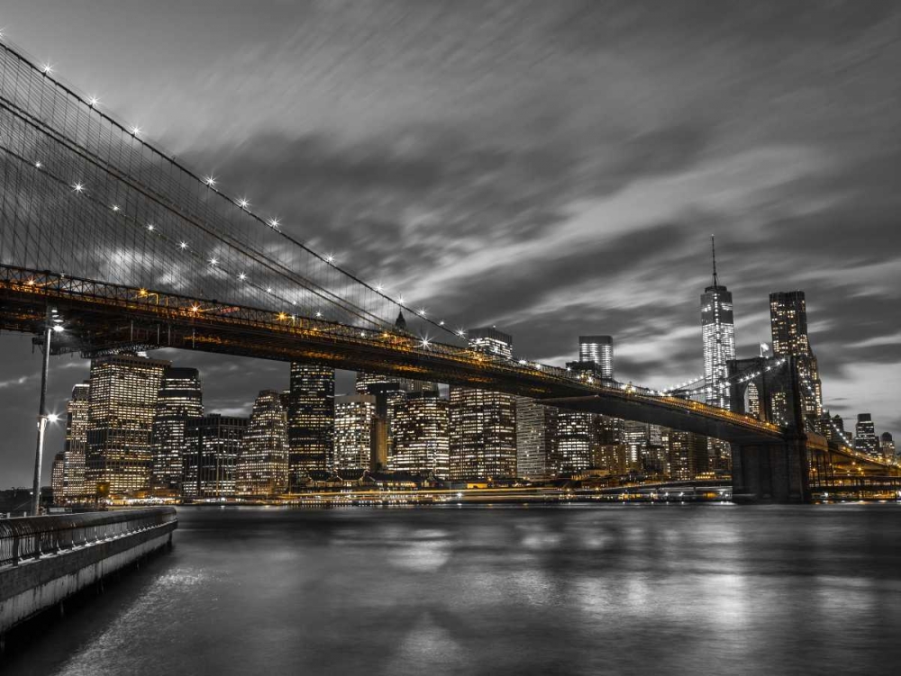 Brooklyn Bridge and lower Manhattan skyline at dusk, New York art print by Assaf Frank for $57.95 CAD