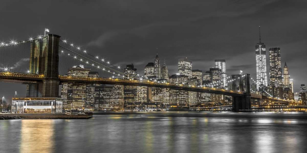 Brooklyn Bridge and lower Manhattan skyline at dusk, New York art print by Assaf Frank for $57.95 CAD