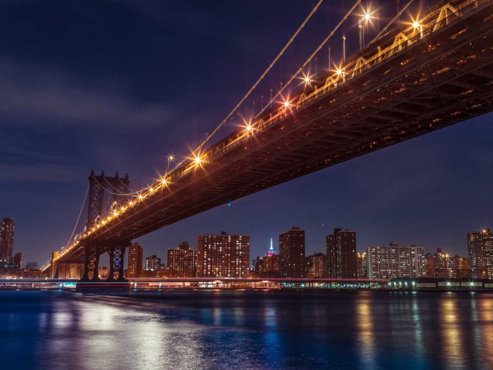 Brooklyn Bridge and lower Manhattan skyline at dusk, New York art print by Assaf Frank for $57.95 CAD