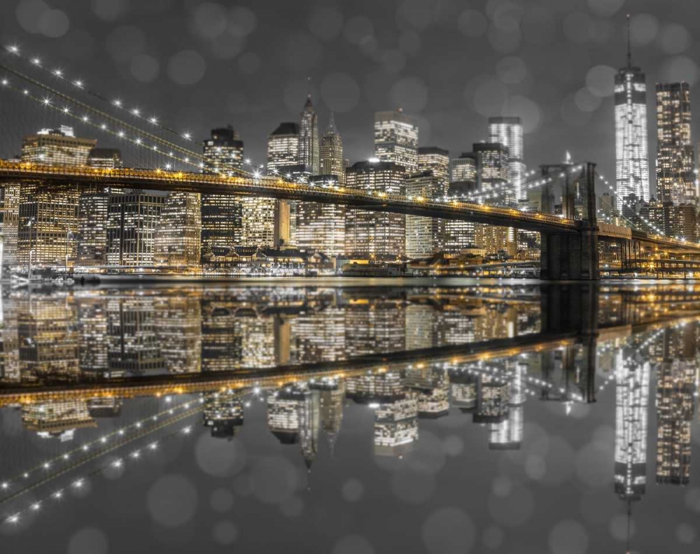 Brooklyn Bridge and lower Manhattan skyline at dusk, New York art print by Assaf Frank for $57.95 CAD