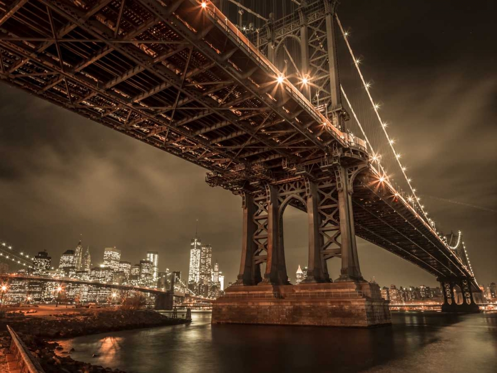 Manhattan Bridge over east river at dusk, New York art print by Assaf Frank for $57.95 CAD
