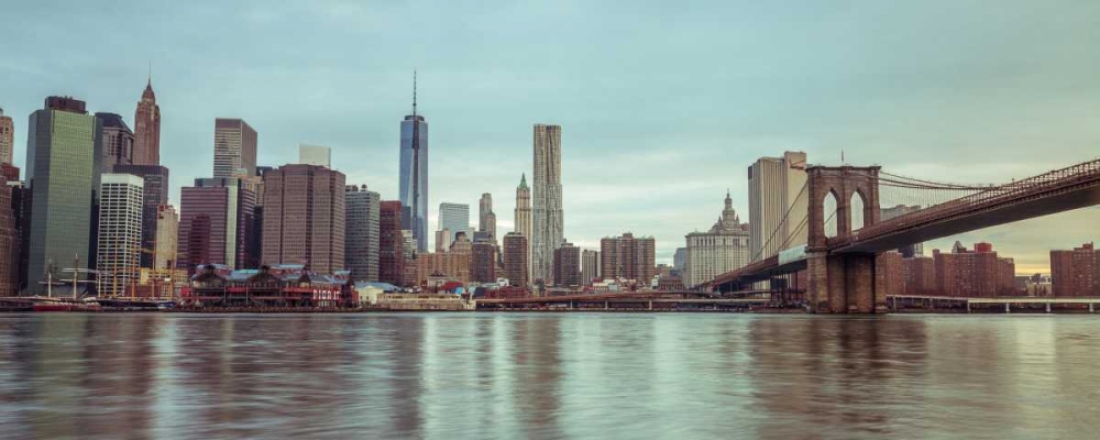 Lower Manhattan skyline with Brooklyn Bridge, New York art print by Assaf Frank for $57.95 CAD