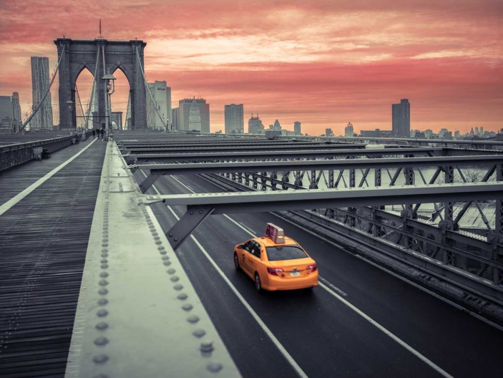 Cab on brooklyn bridge, Manhattan, New York art print by Assaf Frank for $57.95 CAD