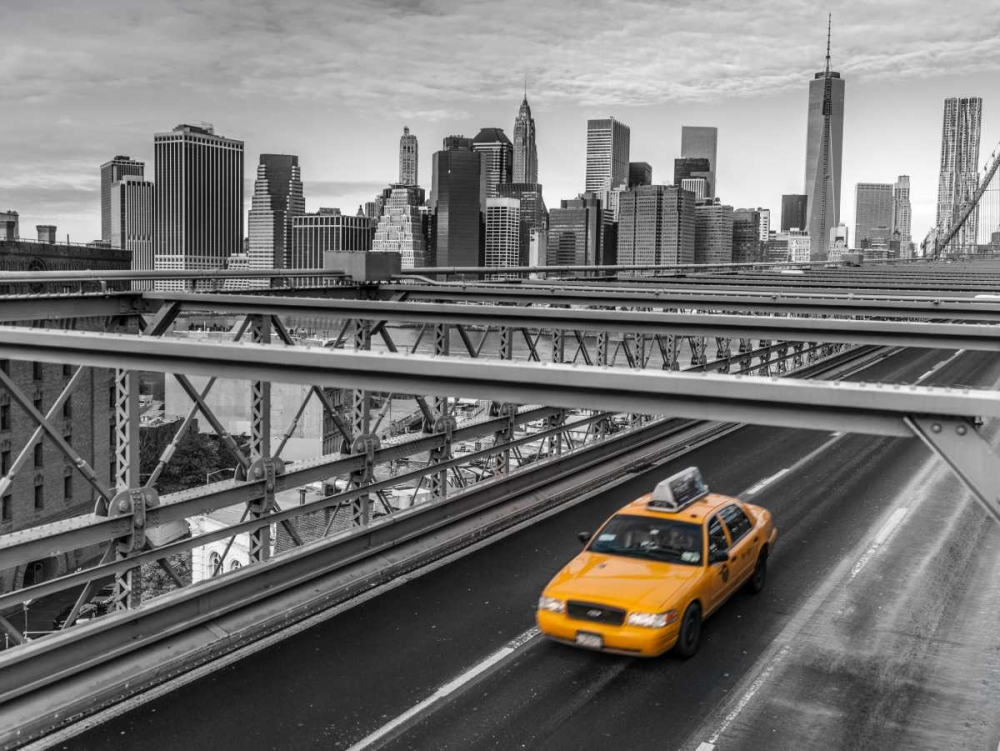 Taxi on Brooklyn Bridge, New York art print by Assaf Frank for $57.95 CAD