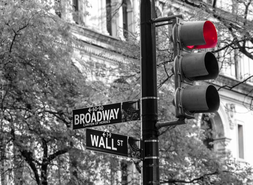 Traffic lights with street signs - New York City art print by Assaf Frank for $57.95 CAD