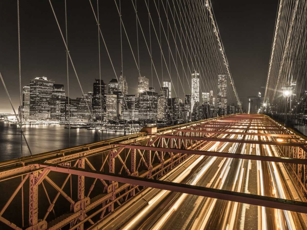 Brooklyn Bridge in evening, New York art print by Assaf Frank for $57.95 CAD