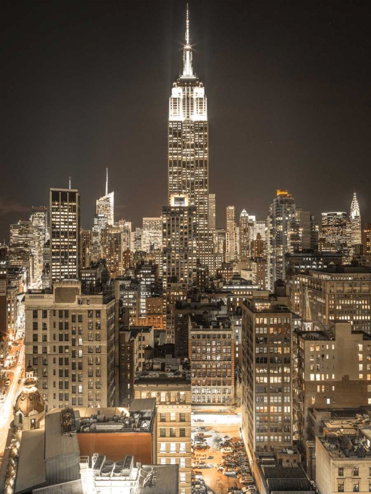 Illuminated Manhattan skyline at twilight - New York City art print by Assaf Frank for $57.95 CAD