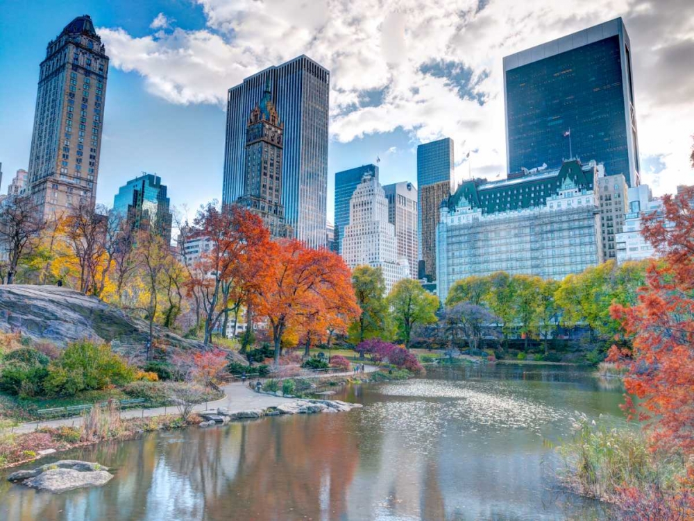 Pond at Central Park with Manhattan skyline, New York art print by Assaf Frank for $57.95 CAD