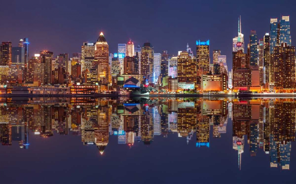 Illuminated Manhattan skyline at twilight - New York City art print by Assaf Frank for $57.95 CAD