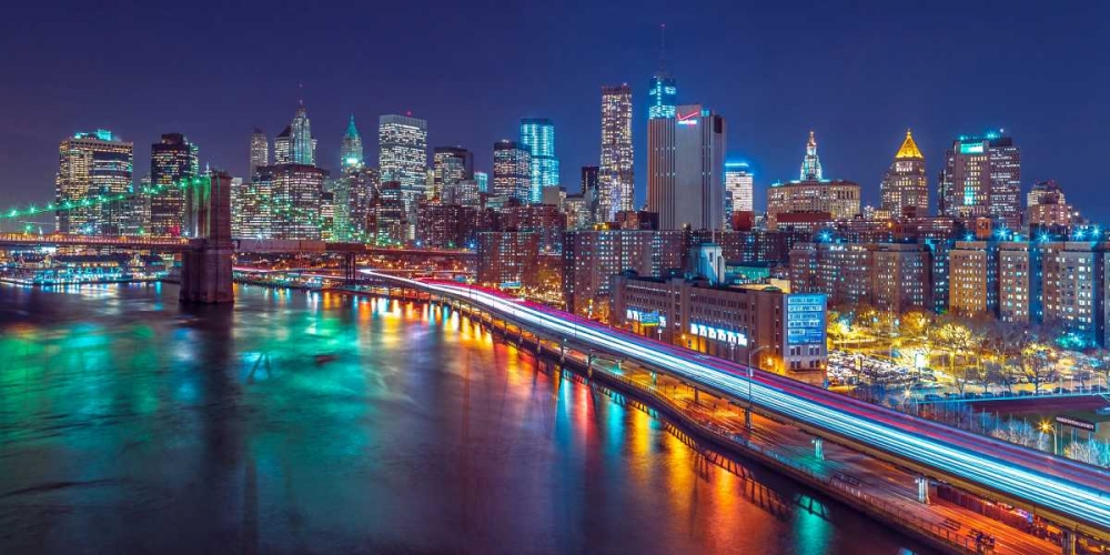 Strip lights on streets of Manhattan by east river, New York art print by Assaf Frank for $57.95 CAD